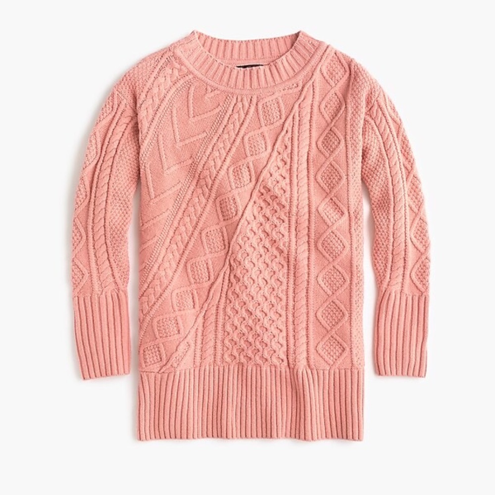 J. Crew Oversized Patchwork Cable-Knit Sweater - image 1